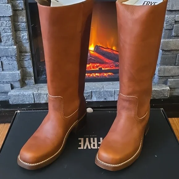 Frye Campus 14L Saddle Leather Heeled Boots - Picture 2 of 4